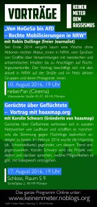 Keinen Meter dem Rassismus! Vortragsreihe Flyer S1